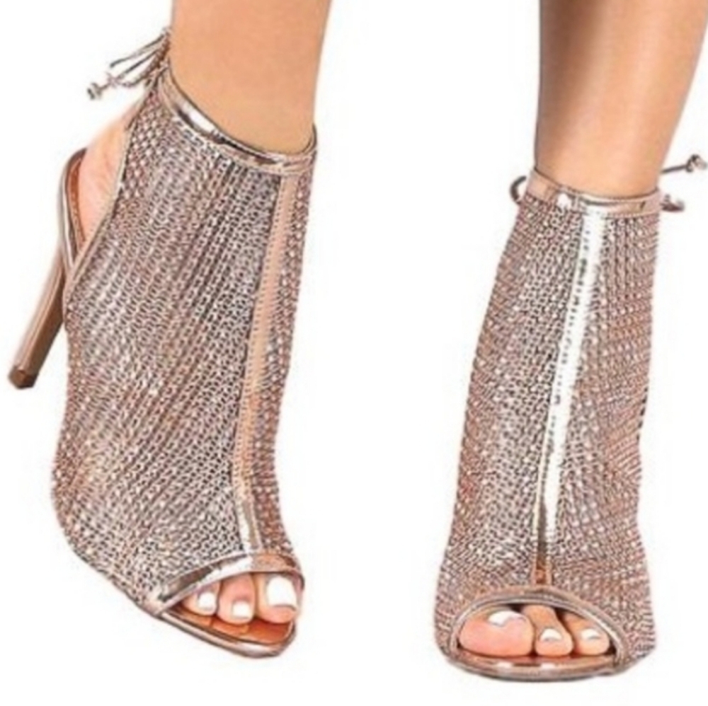 Windsor Rose Gold Rhinestone Booties - Picture 3 of 4